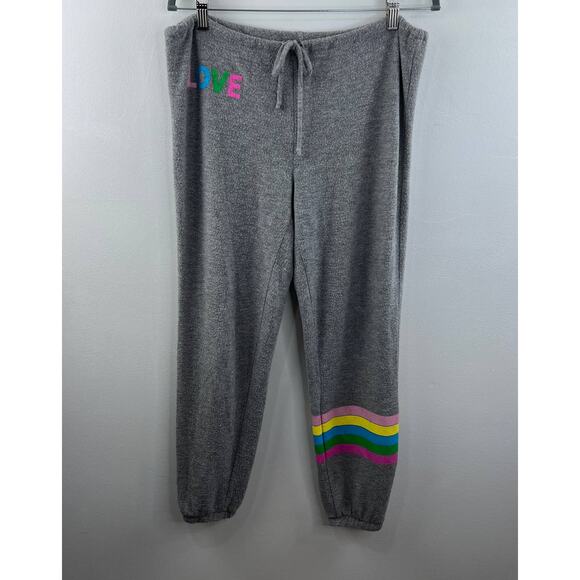 CHASER Gray Elastic Drawstring Waist Pull On Casual Cropped Joggers Sz M Medium - Picture 2 of 7